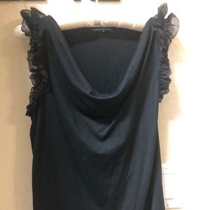 Draping front, sheer and button details on sleeve